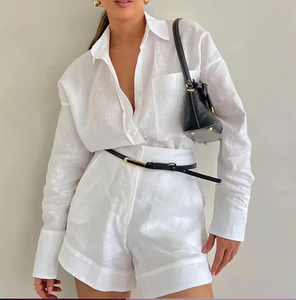 CADIE Long Sleeve Linen Bodycon Set