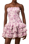 REGINA 3D Flowers Ruched Mini Bodycon Dress