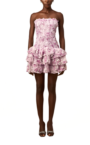 REGINA 3D Flowers Ruched Mini Bodycon Dress