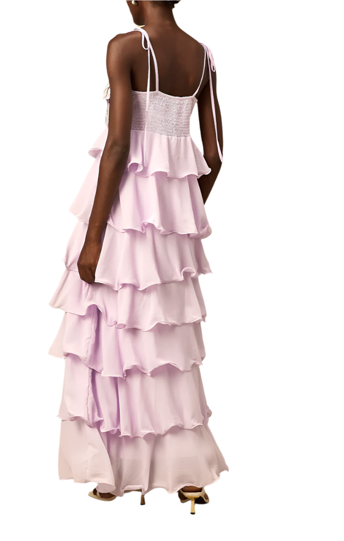 SANDY 3D Petals Ruffle Maxi Bodycon Dress