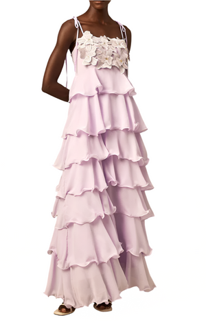 SANDY 3D Petals Ruffle Maxi Bodycon Dress
