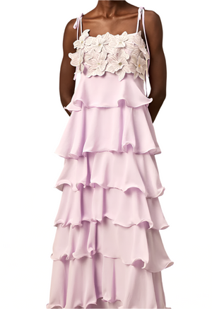 SANDY 3D Petals Ruffle Maxi Bodycon Dress