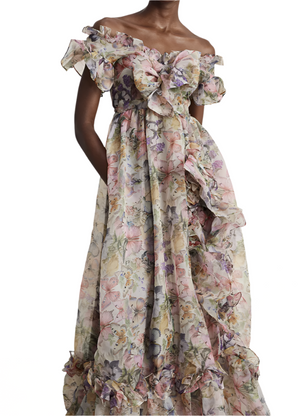 VENA Off Shoulder Floral Maxi Bodycon Dress