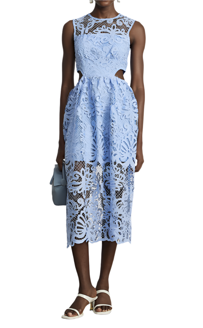 TERRI Cut Out Lace Midi Bodycon Dress