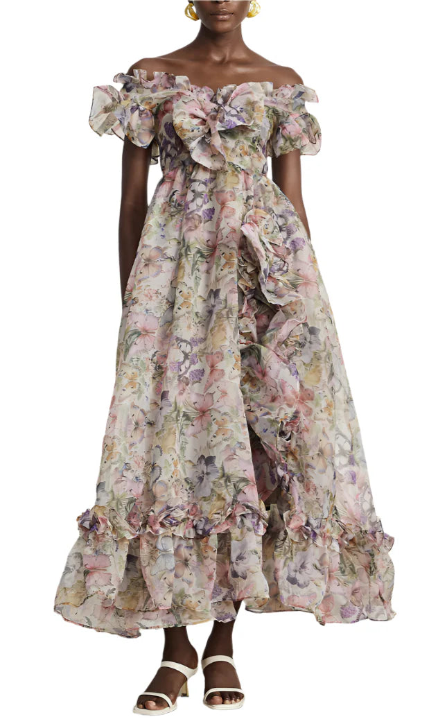 NEXT DAY DELIVERY VENA Off Shoulder Floral Maxi Bodycon Dress