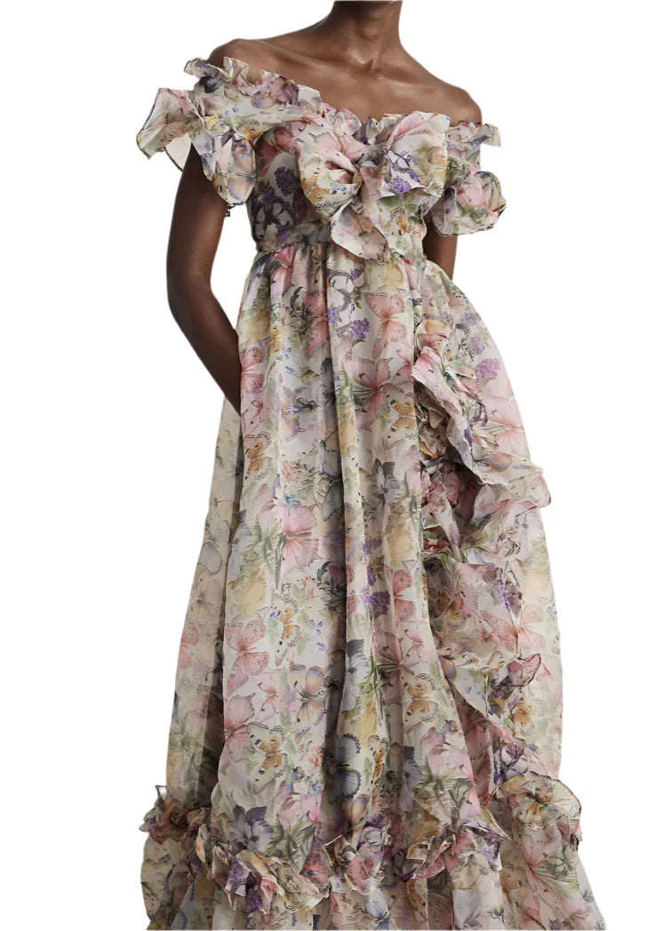 NEXT DAY DELIVERY VENA Off Shoulder Floral Maxi Bodycon Dress