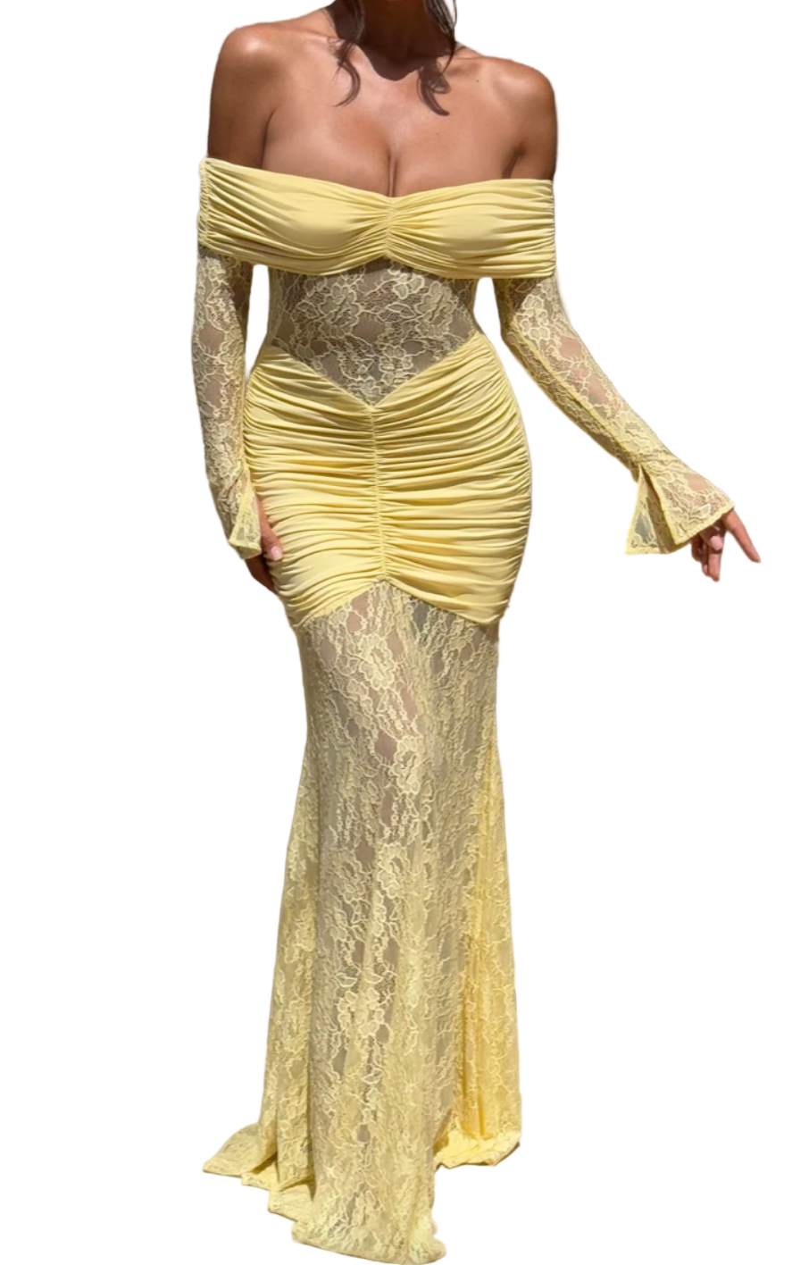 BIEL Lace Long Sleeve Maxi Bodycon Dress