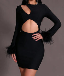 NEXT DAY DELIVERY LUCA Long Sleeve Cut Out Bandage Dress
