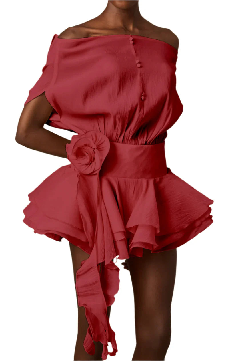 NEXT DAY DELIVERY PARI FLORAL-APPLIQUÉ FLOUNCED MINI DRESS