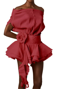 NEXT DAY DELIVERY PARI FLORAL-APPLIQUÉ FLOUNCED MINI DRESS