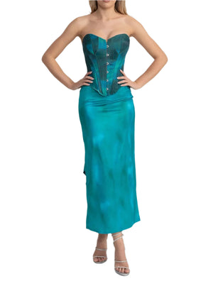 TEGAN Corset Bicolor Satin Bodycon Set