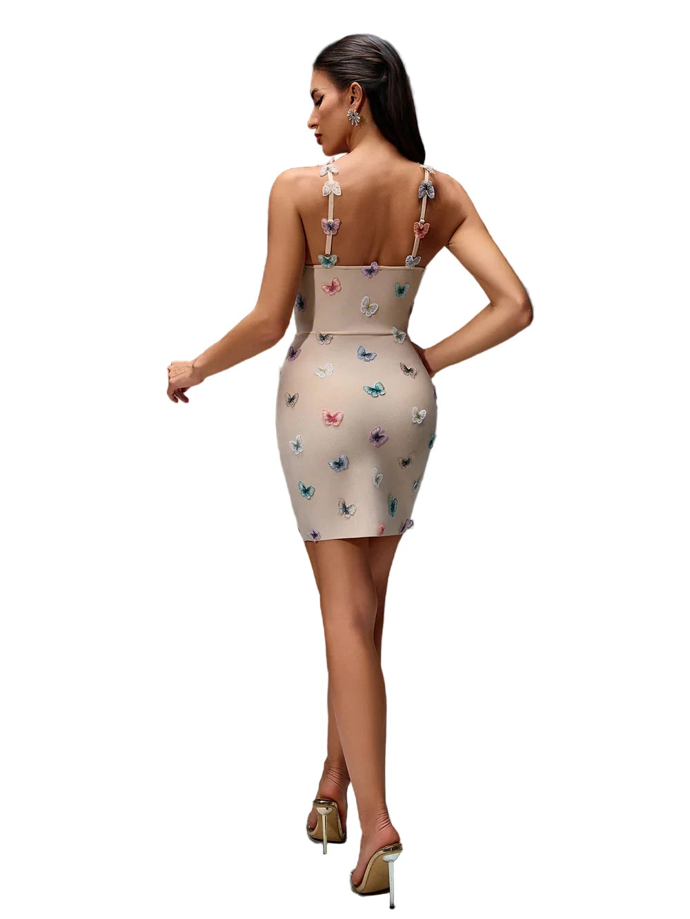 TINSLEY Butterfly Embroidered Bandage Dress