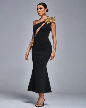 UGIENE One Shoulder Gold Flower Cut Out Bandage Dress PinkApple Dresses UGIENE One Shoulder Gold Flower Cut Out Bandage Dress PinkApple Dresses