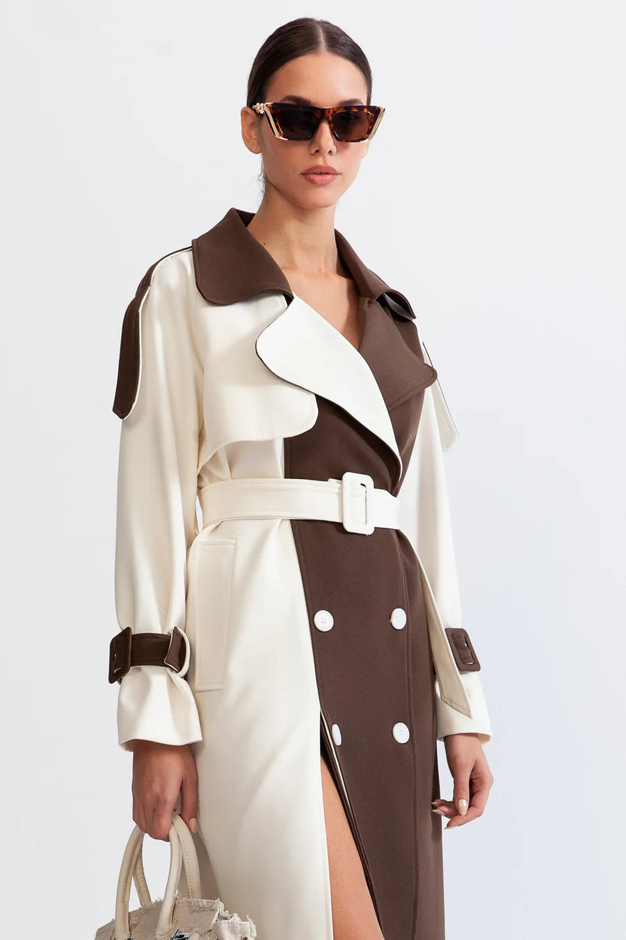 VILDE Bicolor Luxury Bodycon Coat Dress