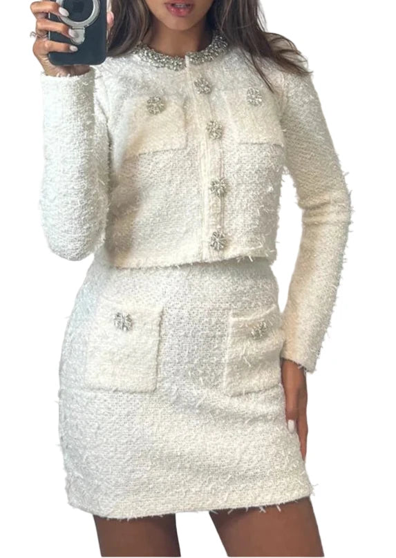 ZAFIRO Tweed Mini Crystals Bodycon Set