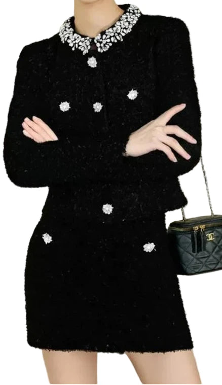 ZAFIRO Tweed Mini Crystals Bodycon Set