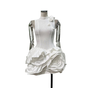 ALISSON High Neck 3D Flower Mini Dress