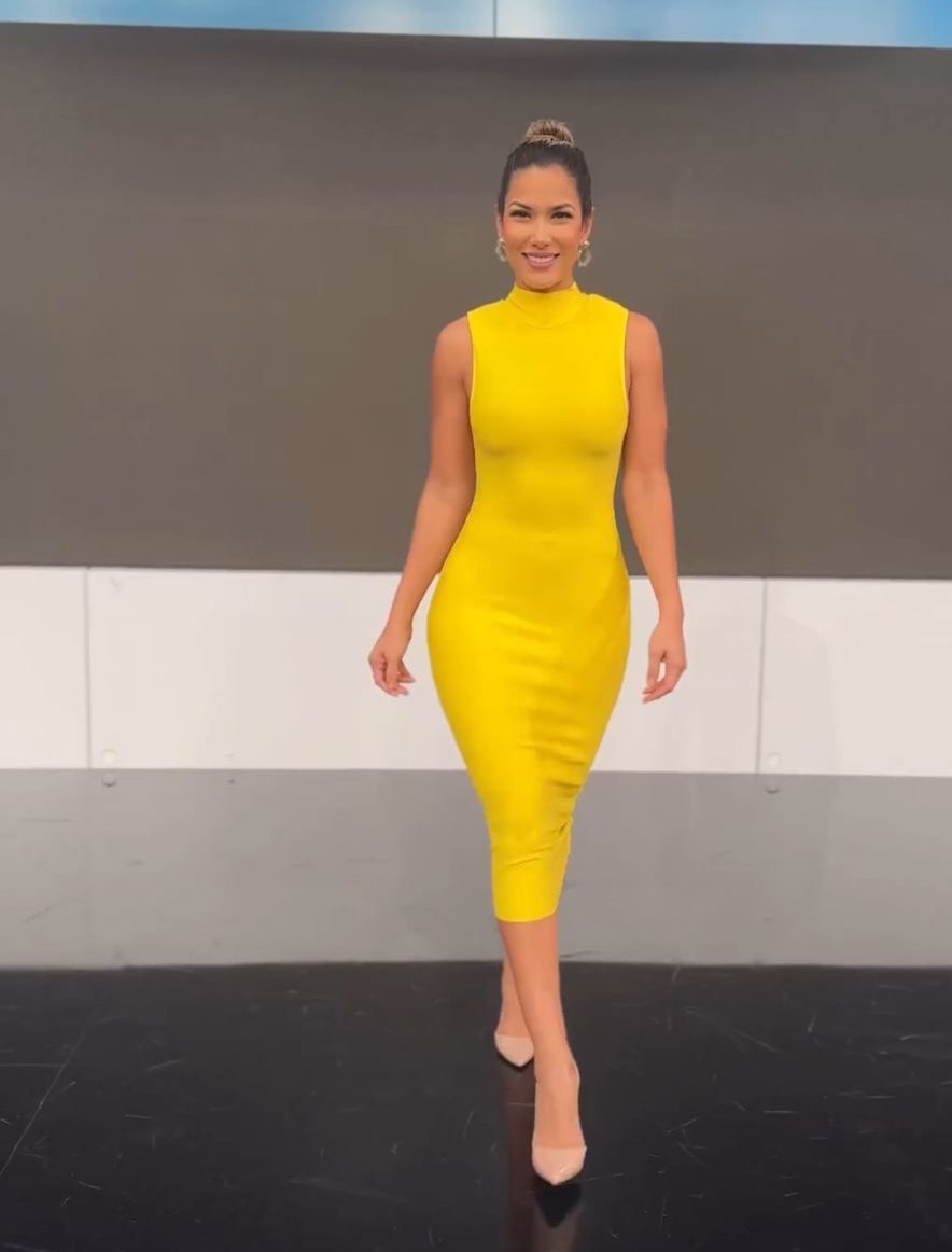 NEXT DAY DELIVERY High Neck Yellow Bandage Dress