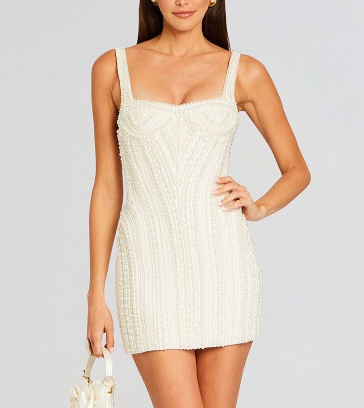 ARIES Pearls Mini Bodycon Dress