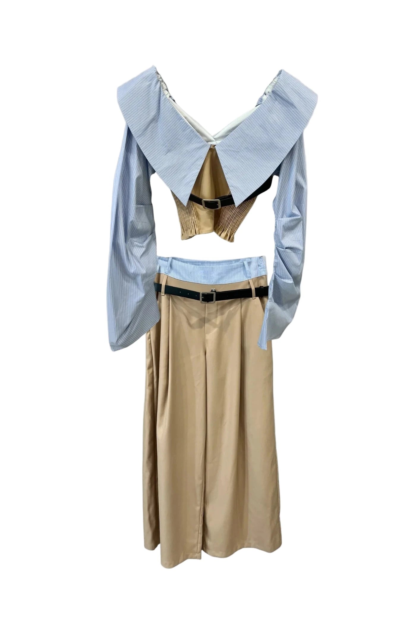 BINNAZ Crop Top and Wide Bodycon Pants Set