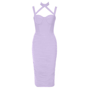 AMBRA Halter Midi Bandage Dress