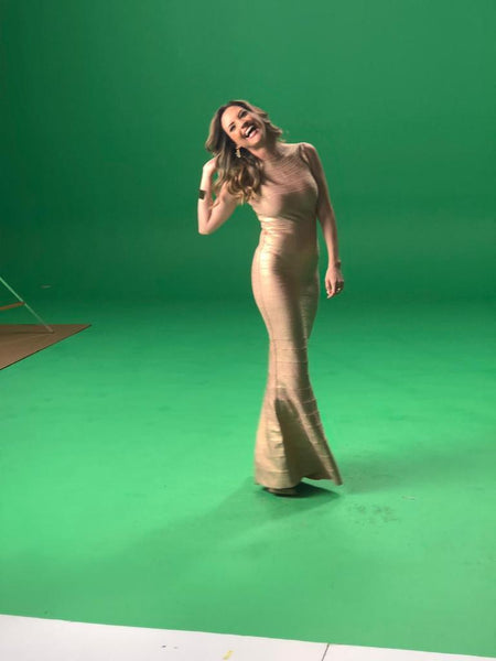 Next Day Delivery Gold Bandage Maxi Dress