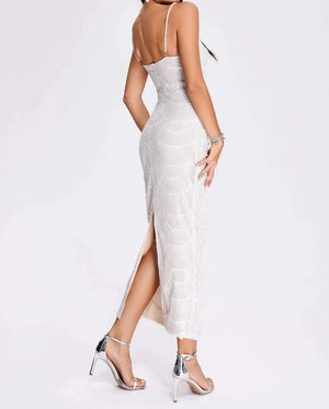NEXT DAY DELIVERY DYVIA Pearls Maxi Bodycon Dress