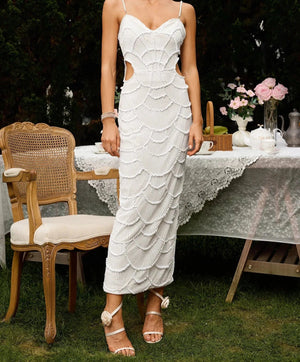 NEXT DAY DELIVERY DYVIA Pearls Maxi Bodycon Dress