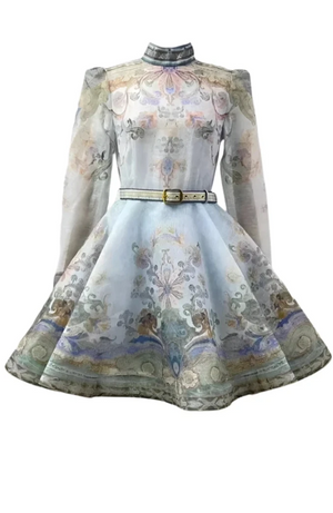 EMILIA Long Sleeve Floral Vintage Bodycon Dress