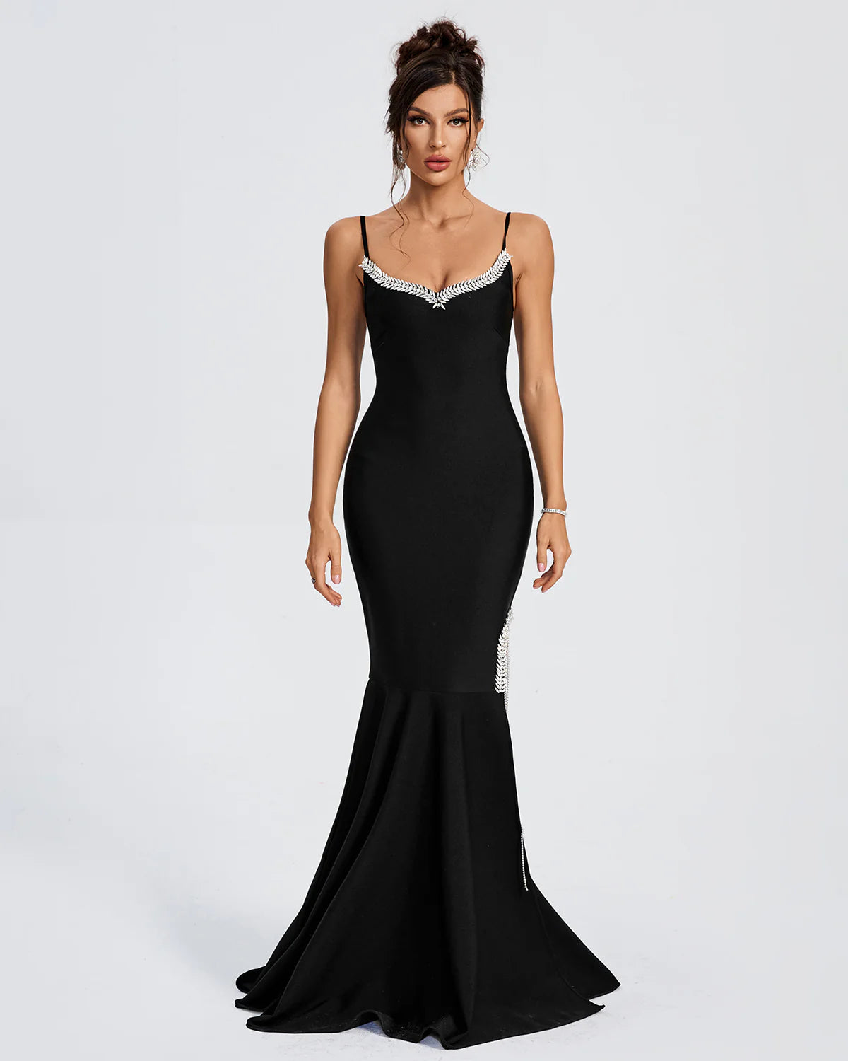 NAYA Rhinestone Trim Bandage Maxi Dress