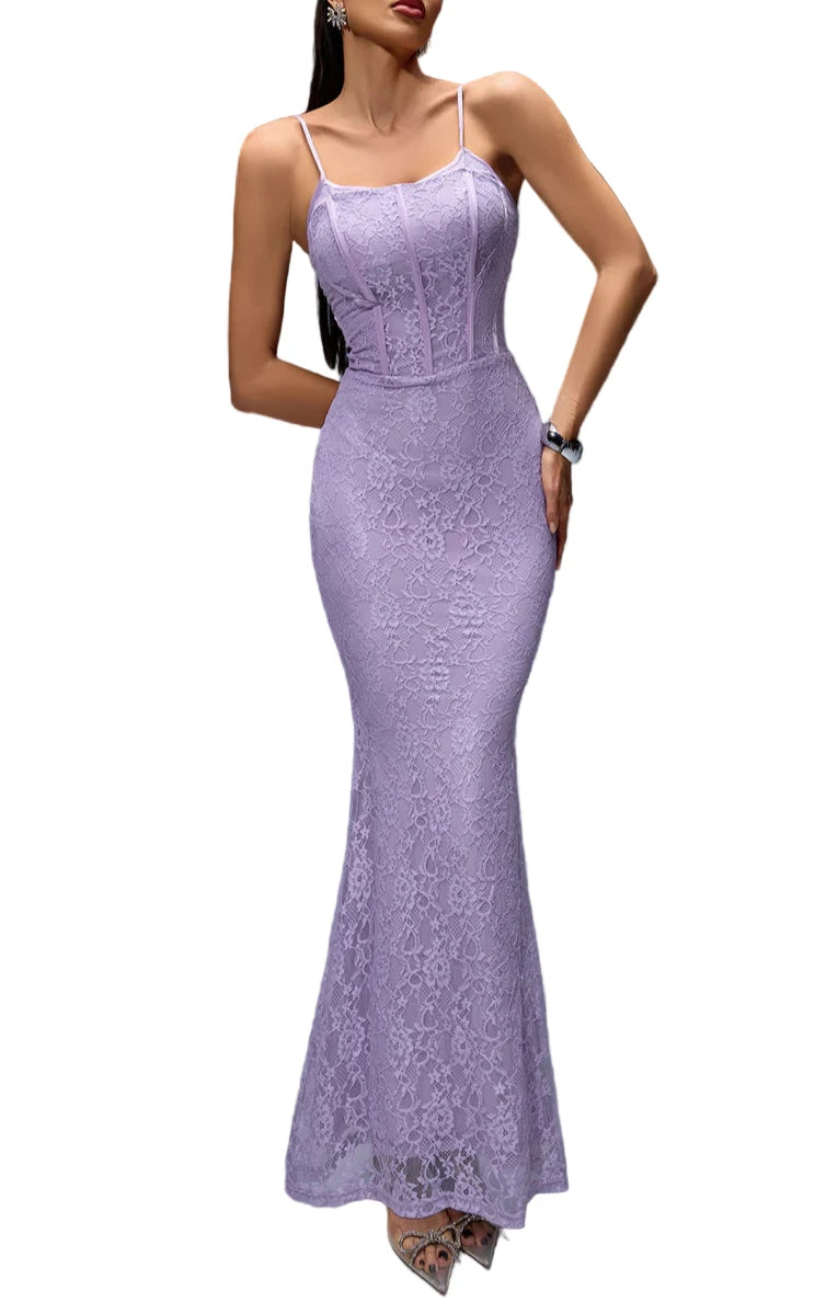 OSAKA Lace Corset Maxi Bodycon Dress