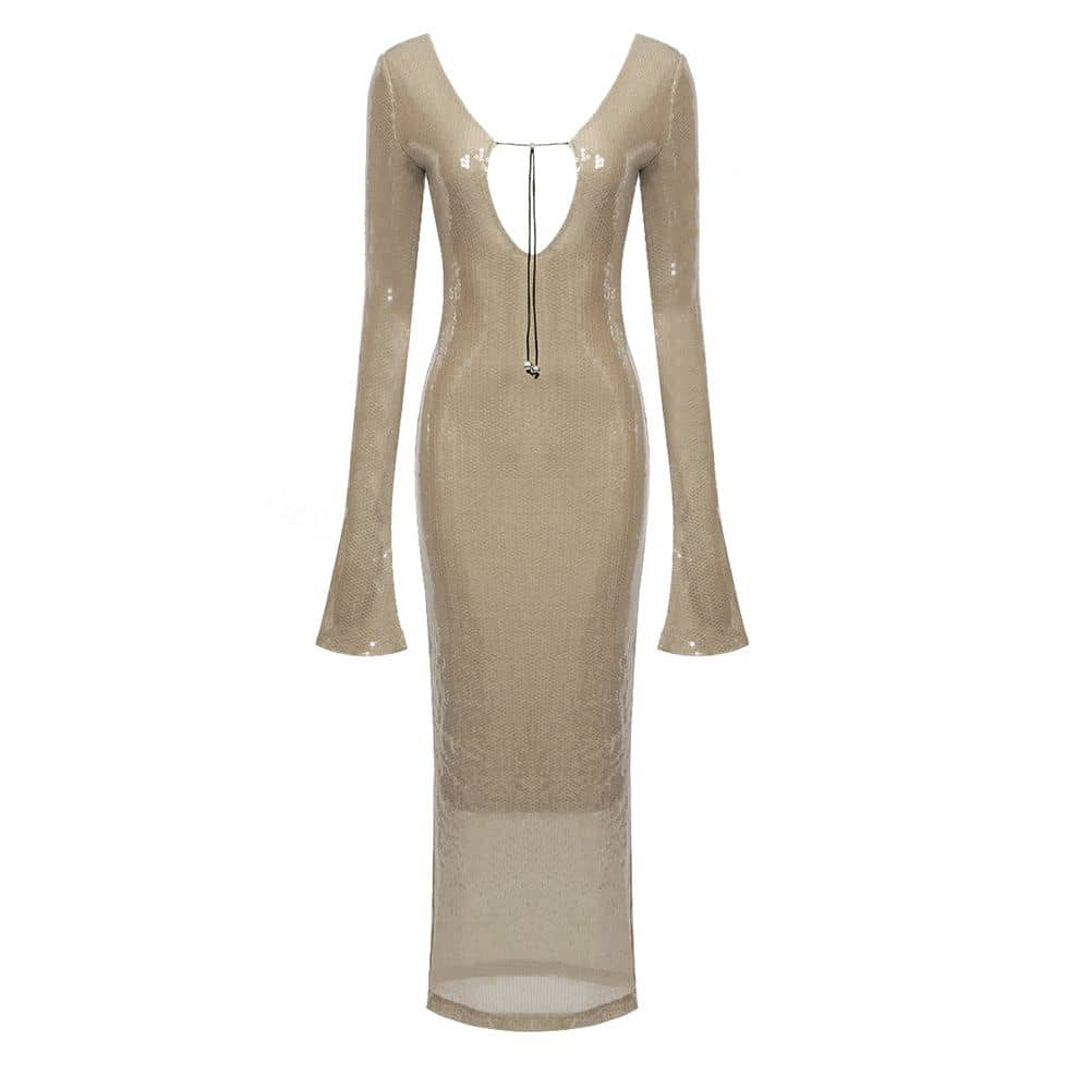 DALIA Long Sleeve Sequins Midi Dress