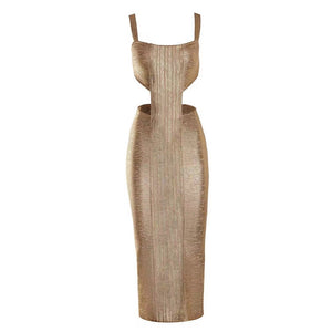 BRANKA Halter Sleeveless Cut Out Midi Bandage Dress PinkApple Dresses BRANKA Halter Sleeveless Cut Out Midi Bandage Dress PinkApple Dresses