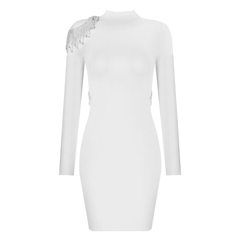 RENEE Long Sleeve Crystal Bandage Dress