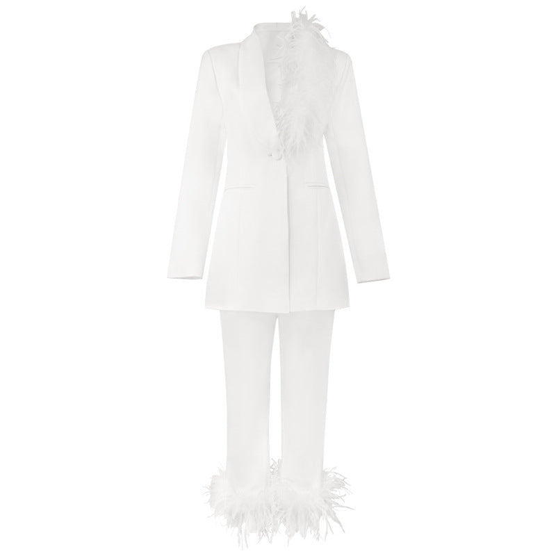 ESLEVA Feathers Bodycon Suit