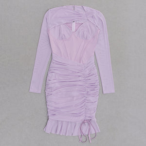 FLORENCIA Purple Long Sleeve Bodycon Dress