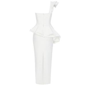 IVANNA One Shoulder Sleeveless Frill Maxi Bandage Dress