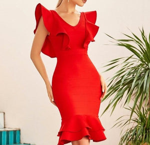KLARA Red Mermaid Bandage Dress