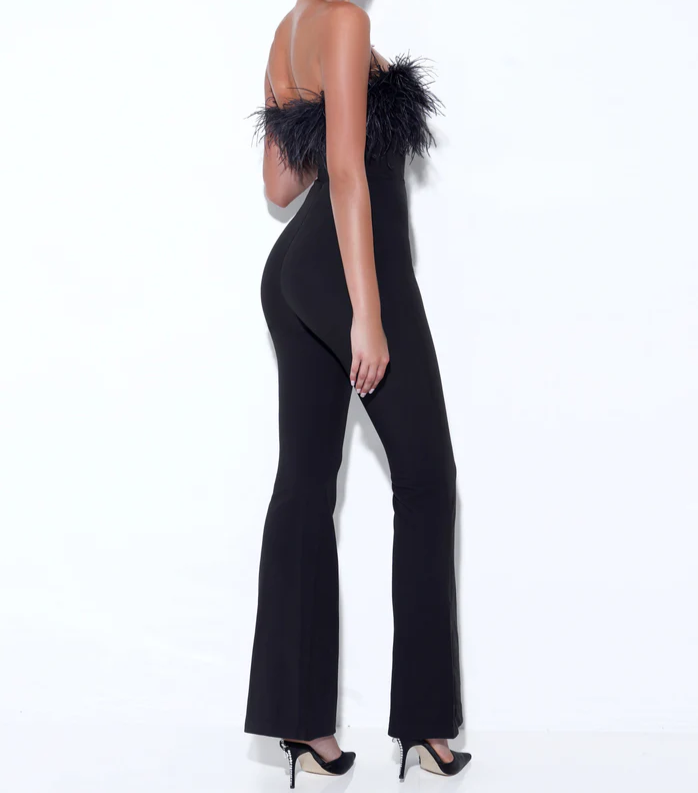 LARA Strapless Feathers Bandage Jumpsuit