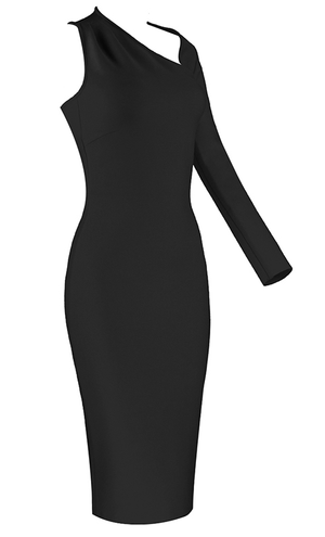 LORENA Asymmetrical Black Bandage Dress