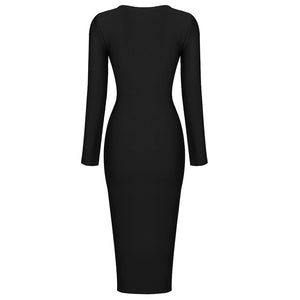 ROXANA Long Sleeve Back Zipper Bandage Dress