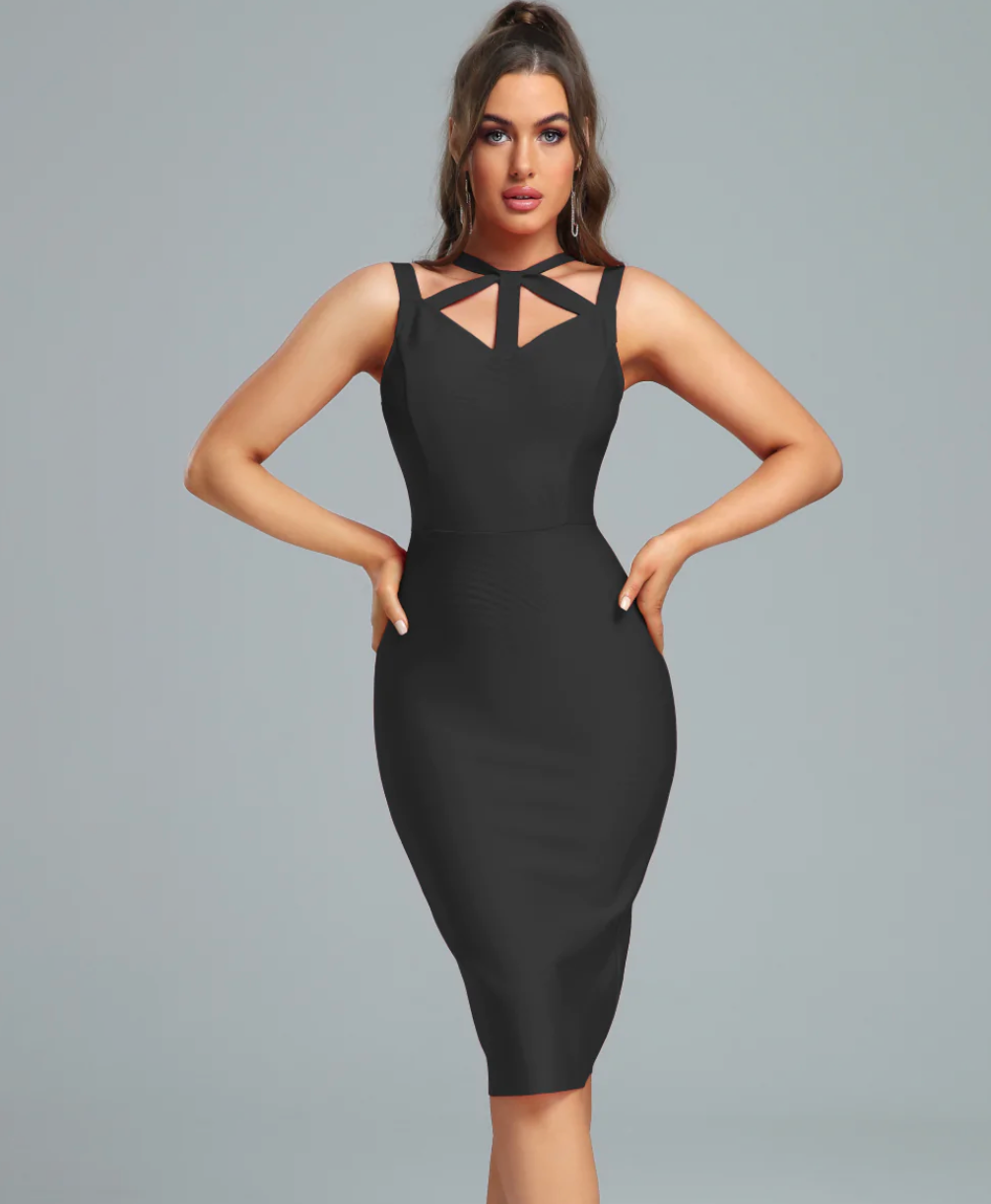 INNA Hollow Out Over Knee Bandage Dress