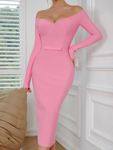 ZURI Deep V neck Long Sleeve Bandage Dress